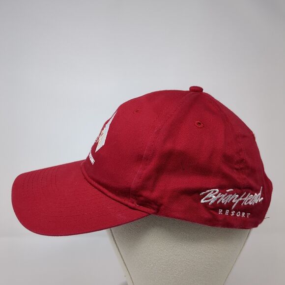 Brian Head Resort Strapback Hat Red OS Adjustable Embroidered Port & Company - Picture 3 of 10